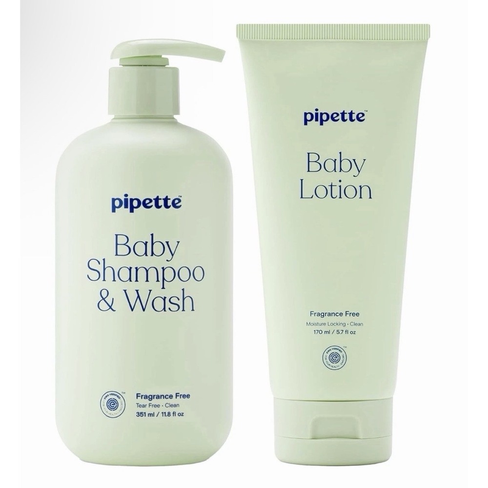 Pipette Fragrance Free Wash and Lotion Duo, Shampoo and Body Wash Pack of 2,